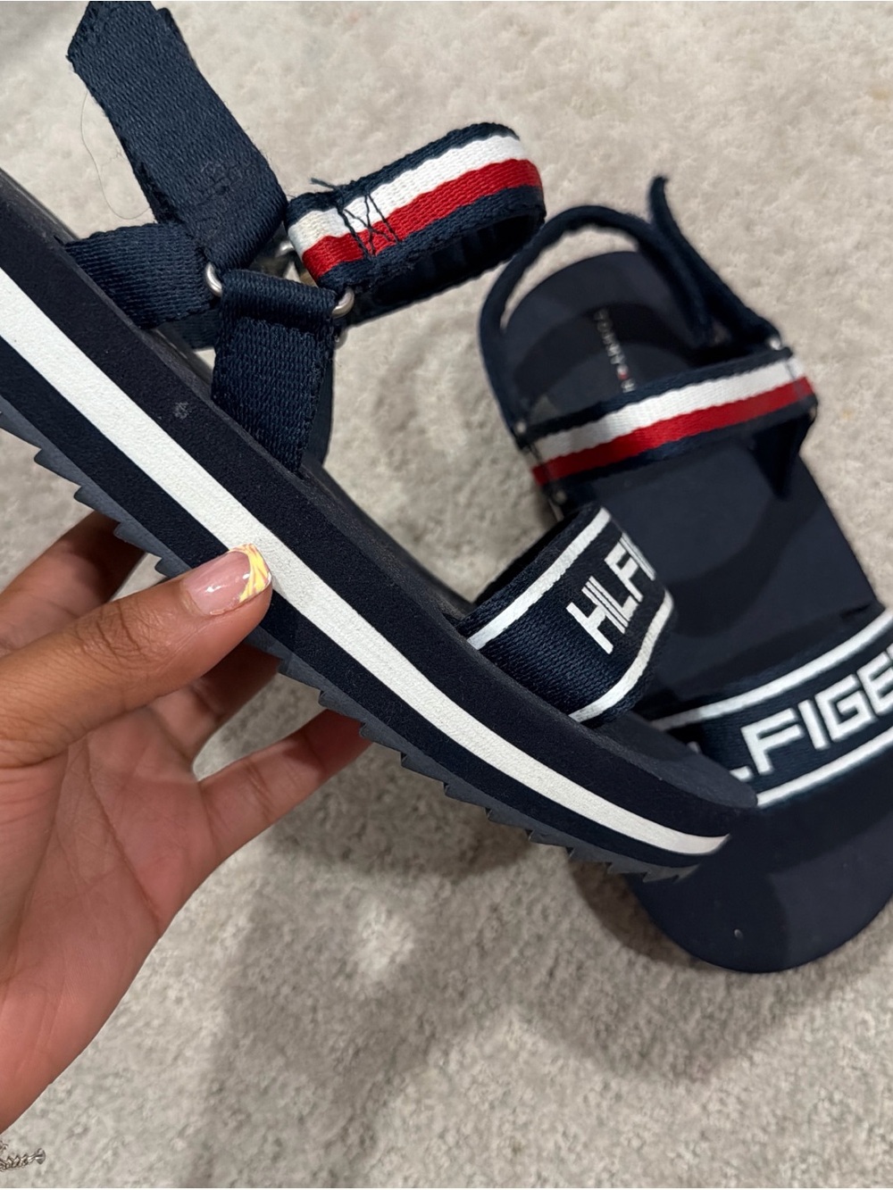 Tommy Hilfiger Navy, Red & White Kids Strap Sandals